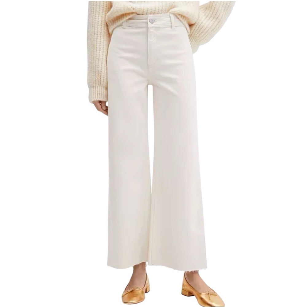 Mango Wide-Leg Flare Jeans in Off-White
